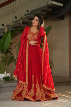 Yellow & Red Premium Designer Readymade GOWN