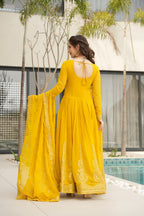 Yellow & Red Premium Designer Readymade GOWN
